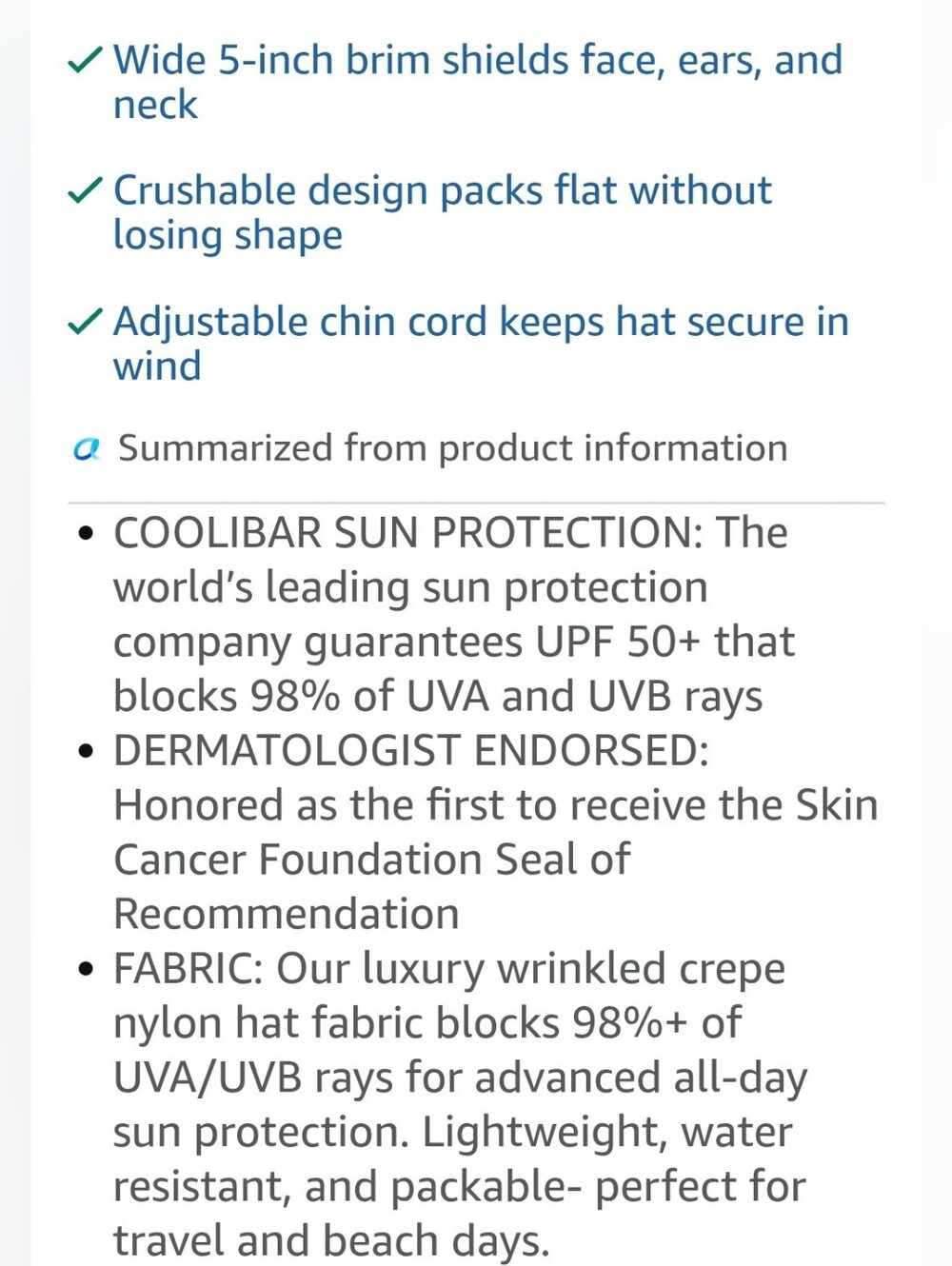 Coolibar Tan Wide Brim Sun Hat with Chin Strap - Picture 5 of 6
